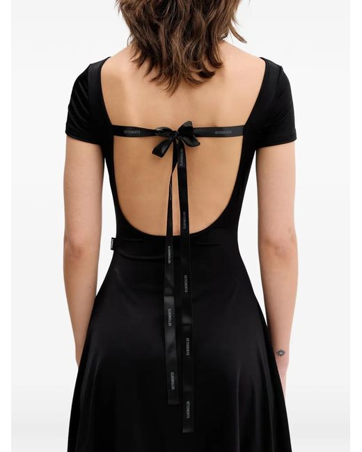 Vetements Black Open-Back Bow-Detail Mini Dress