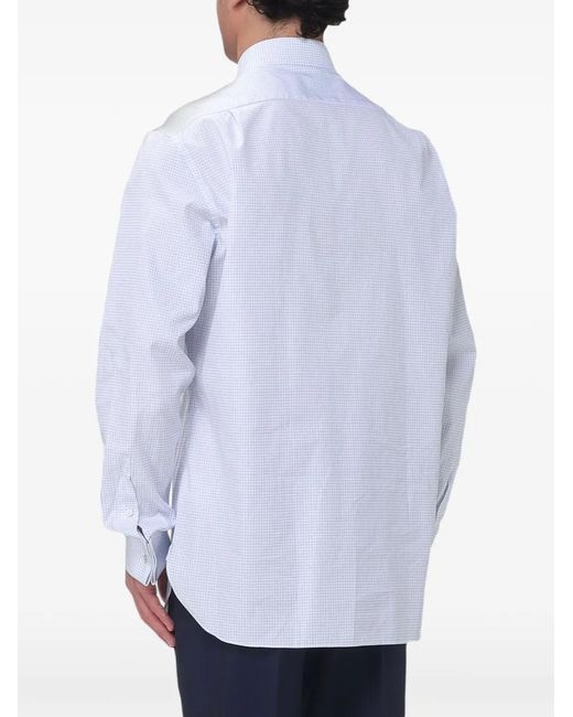 Zegna White Check Poplin Shirt for men