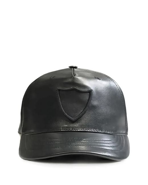 HTC Black Logo-Embroidered Leather Baseball Cap for men