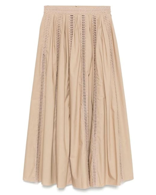 Elie Saab Natural Trim Embellished Poplin Skirt