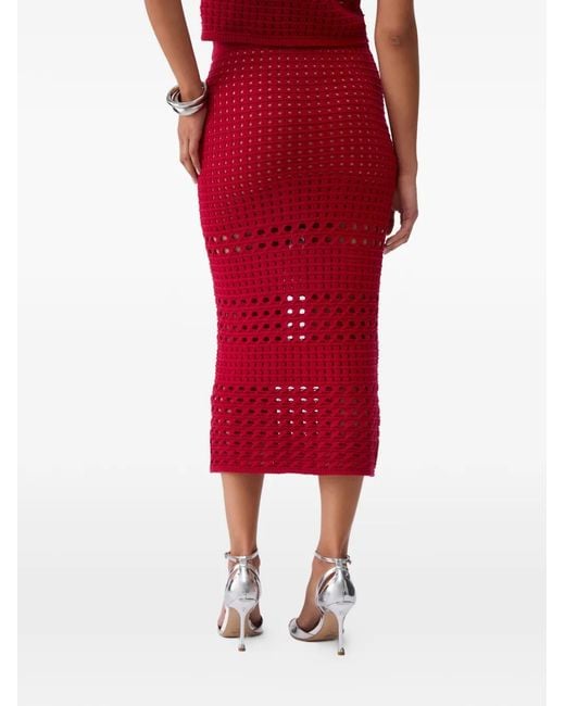 Liu Jo Red Crochet Midi Skirt