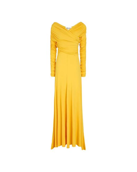 TOVE Yellow Aurelie Wrap-Effect Ruched Dress