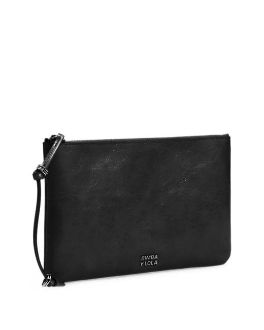 Bimba Y Lola Black Medium Leather Make-Up Clutch
