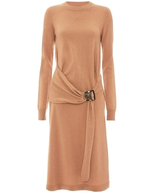 J.W. Anderson Brown Buckled-Waist Knit Dress