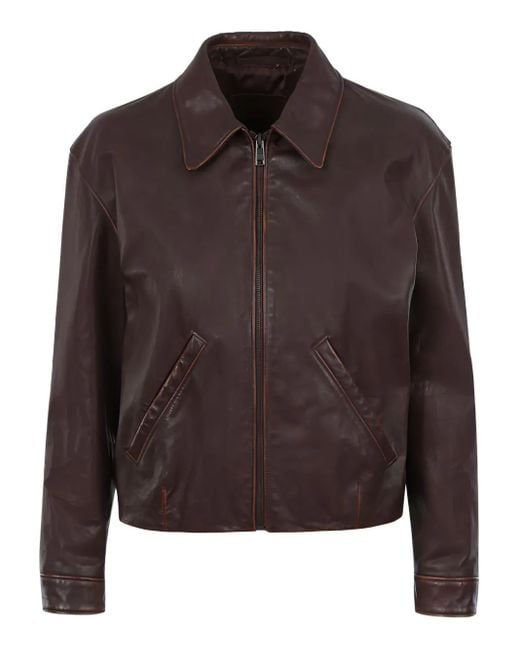 Prada Brown Lederjacke mit Print