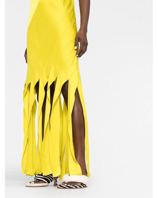 Stella McCartney Yellow Fringe-Hem Sleeveless Dress