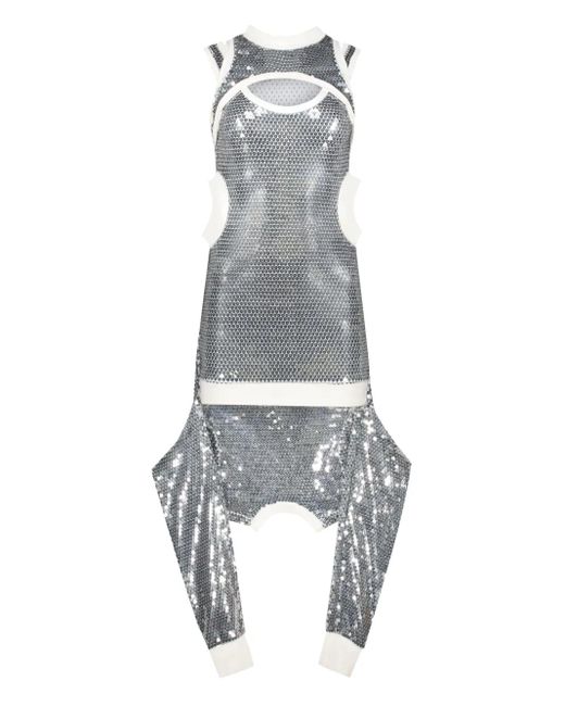 Jeremy Scott Metallic Sequin-Embellished Dress