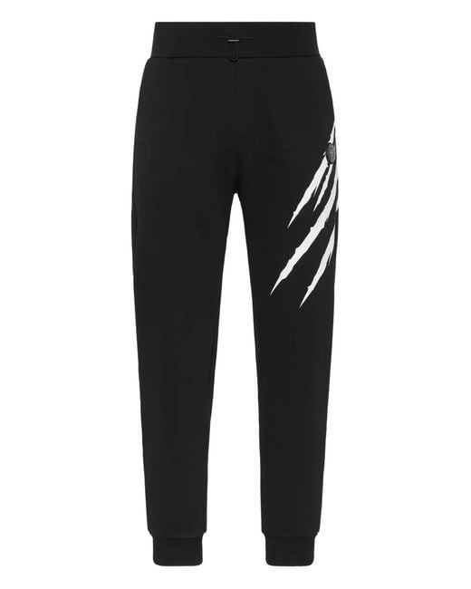 Philipp Plein Black Claw-Print Cotton Sweatpants for men