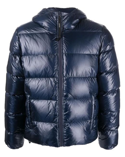 Aspesi Blue Padded Feather-Down Hooded Jacket for men