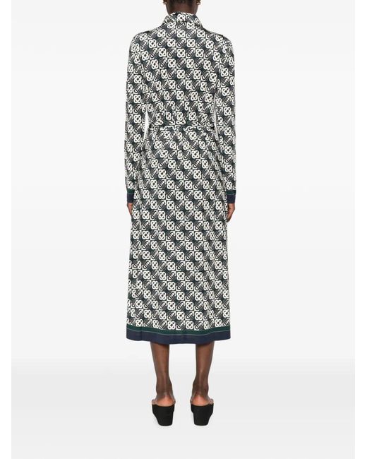 Casablanca White And Check Jersey Monogram Midi Dress