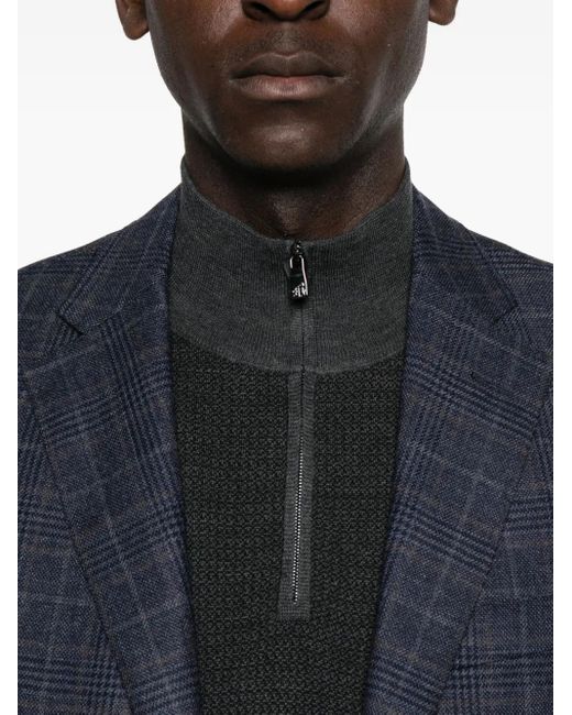 Corneliani Black Zip-Front Sweater for men