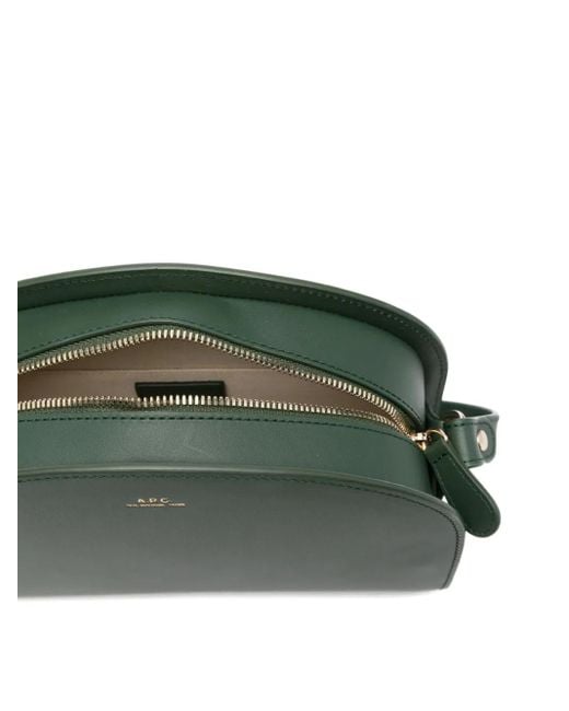 A.P.C. Green Demi-Lune Leather Crossbody Bag