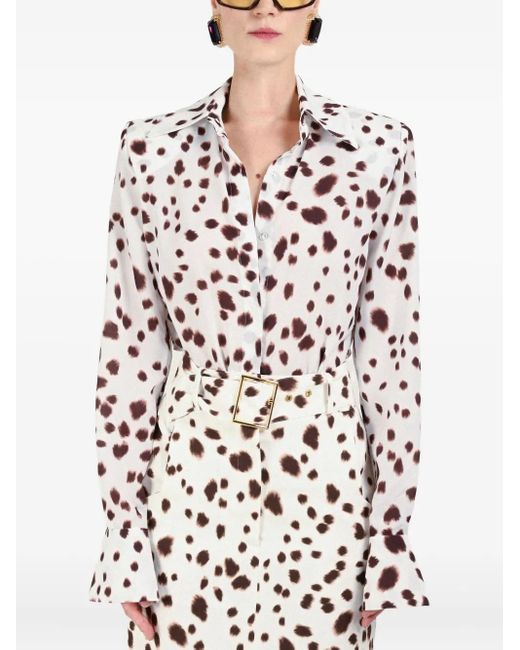 ROWEN ROSE White Chemise À Motif Dalmatien