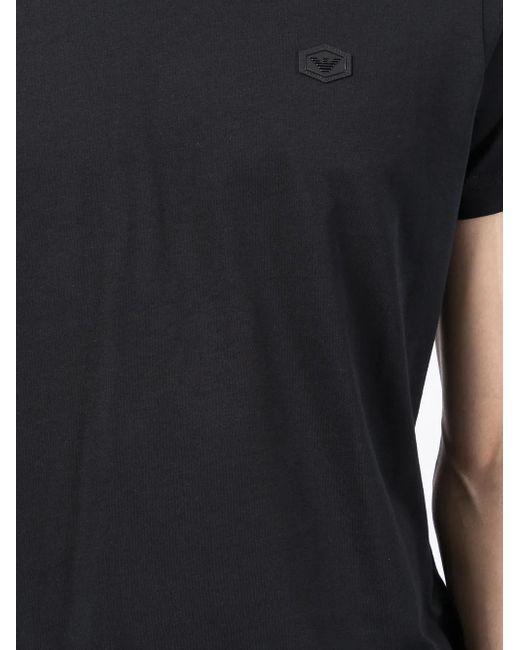 Emporio Armani Black Logo Cotton T-Shirt for men