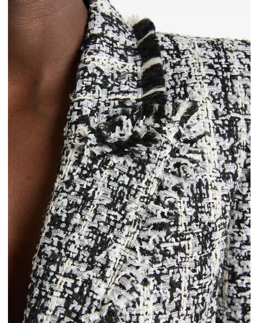 Balmain Black Two-Tone Tweed Belted Jacket