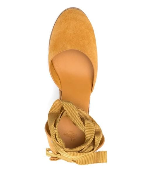 Castaner Metallic Ribbon Wedge Espadrilles