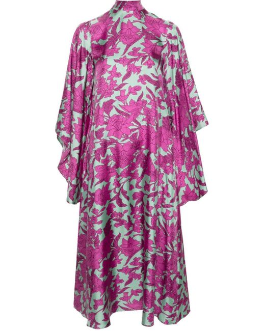 LaDoubleJ Maxi-jurk Met Bloemenprint in het Purple
