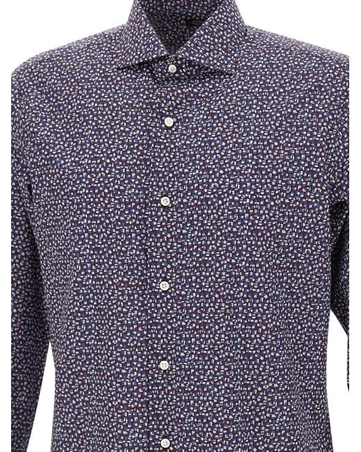 Barba Napoli Blue Micro-Pattern Shirt for men