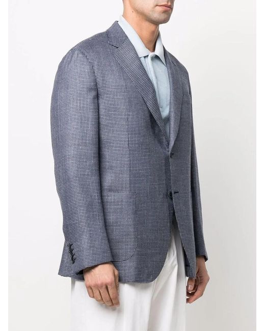 Brioni Blue Blazer À Motif Pied-De-Poule for men