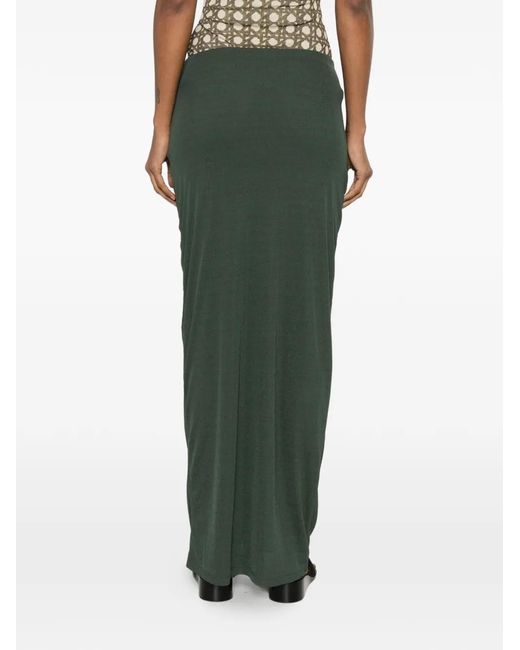 Nanushka Green Tozi Draped Hardware-Detail Maxi Skirt