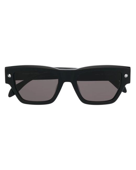 McQueen Black Alexander Mc Queen Eyewear Engraved-logo Square Sunglasses