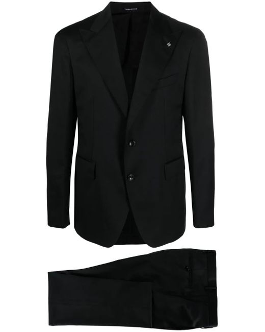 Tagliatore Black Brooch-Detail Single-Breasted Suit for men