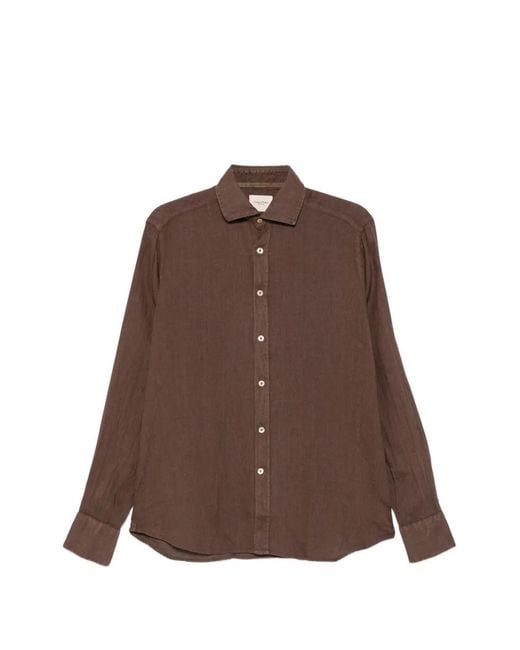 Tintoria Mattei 954 Brown Long-Sleeve Shirt for men
