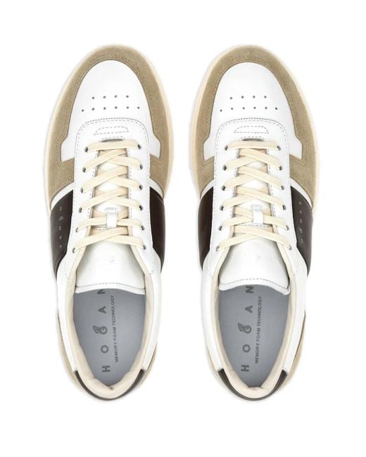 Hogan White Suede Leather Sneakers With Memory Foam Footbed for men