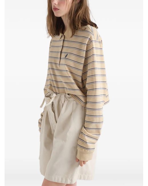 Prada Natural Gestreiftes Piqué-Poloshirt