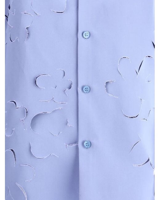 Marni Blue Shirt With Cut Out Flowers