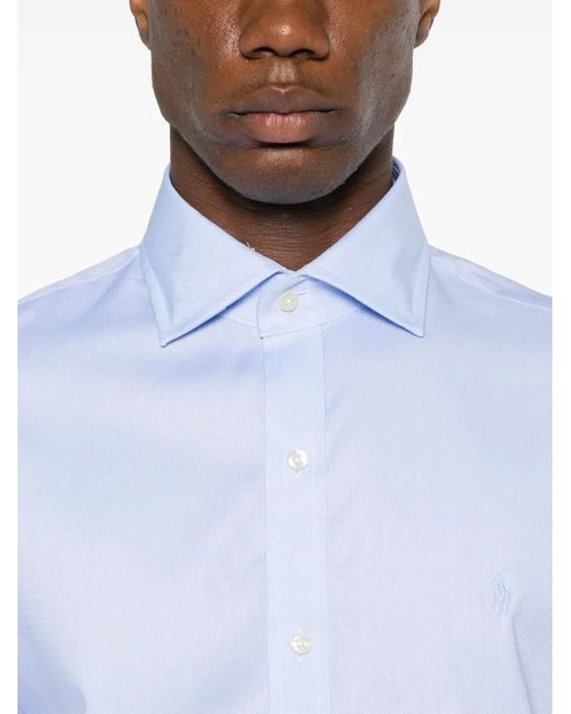 Polo Ralph Lauren Blue Polo Pony-Embroidered Cotton Shirt for men