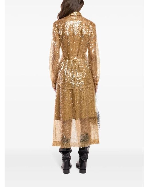 Rabanne Natural Sequin-Embroidered Shirt