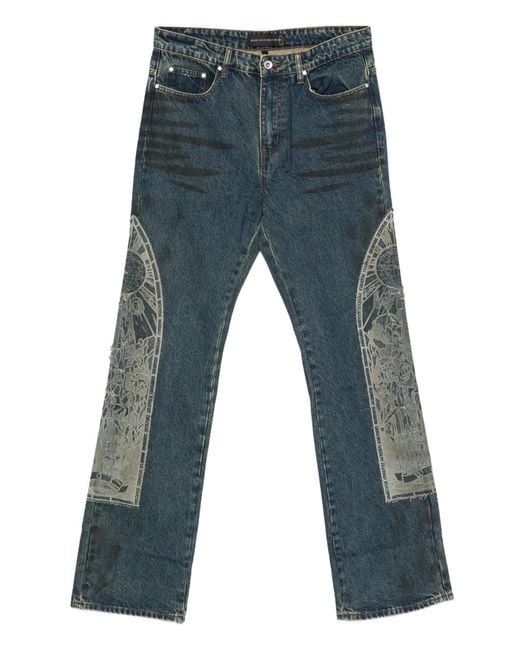 Who Decides War Blue Graphic-Panel Jeans for men