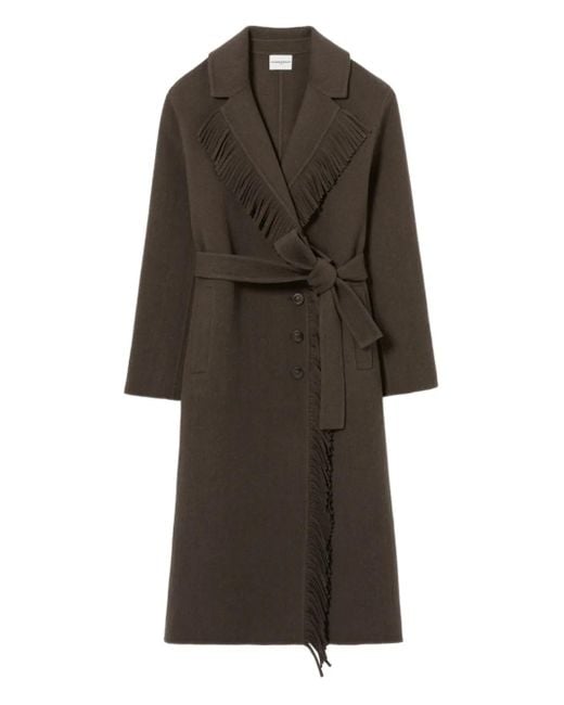 Claudie Pierlot フリンジ ベルテッド コート Brown