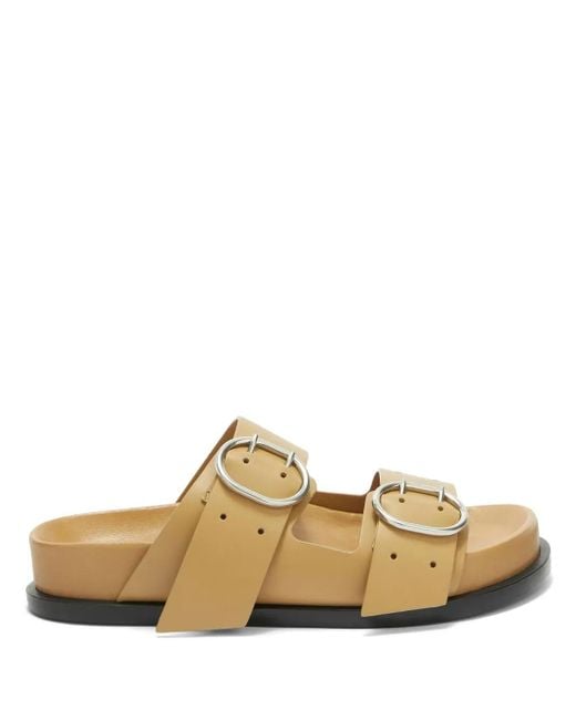 Jil Sander White Buckled Leather Sandals