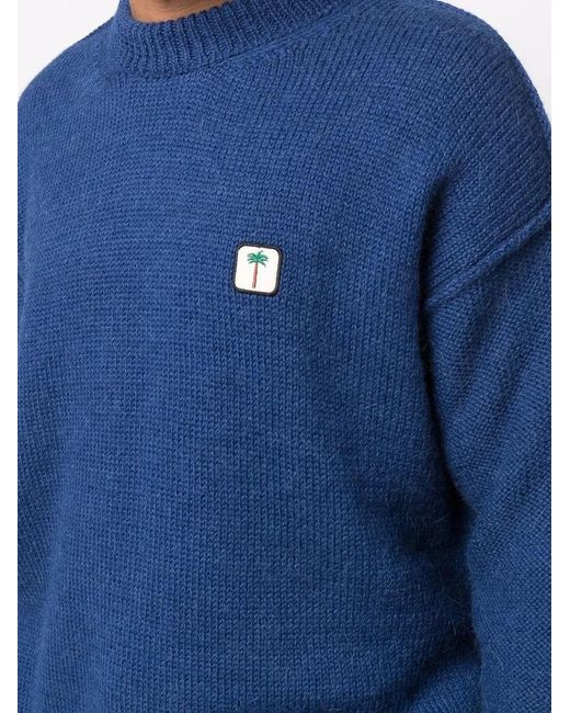 Palm Angels Blue Pxp Logo-Patch Jumper for men