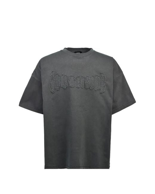 BREATH Gray Distressed-Patchwork T-Shirt for men