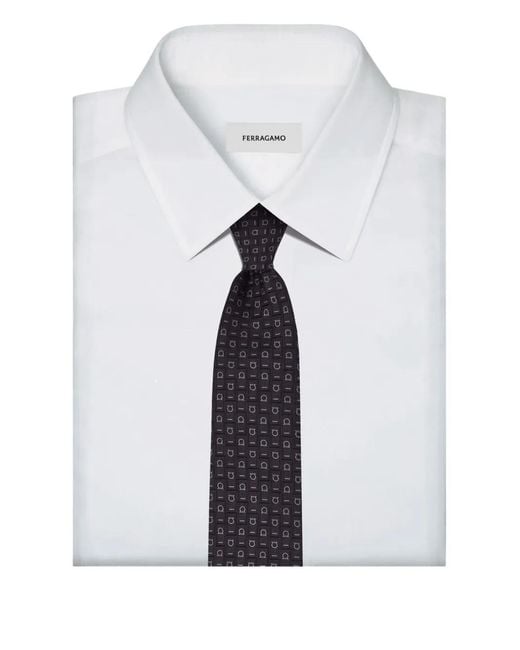 Ferragamo Blue Monogram Silk Tie for men