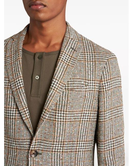 Etro Green Checked Houndstooth Blazer for men
