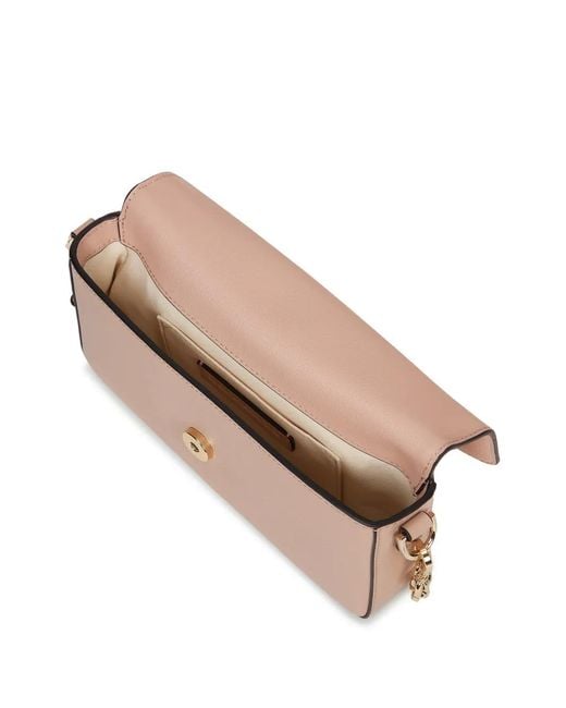 Karl Lagerfeld White Small K/Signature Chain Leather Shoulder Bag