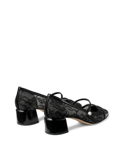 Jimmy Choo 45 Mm Elisa Pumps Verfraaid Met Kant in het Black