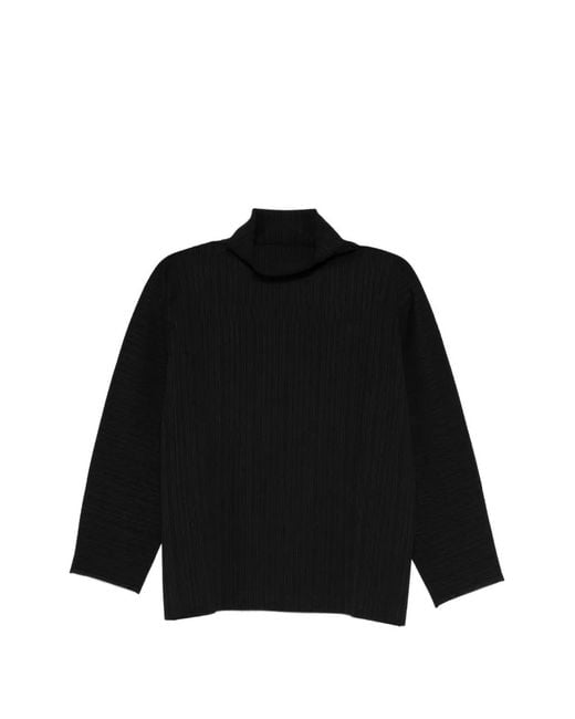 Pleats Please Issey Miyake Black A-Poc Shell Mock-Neck Top