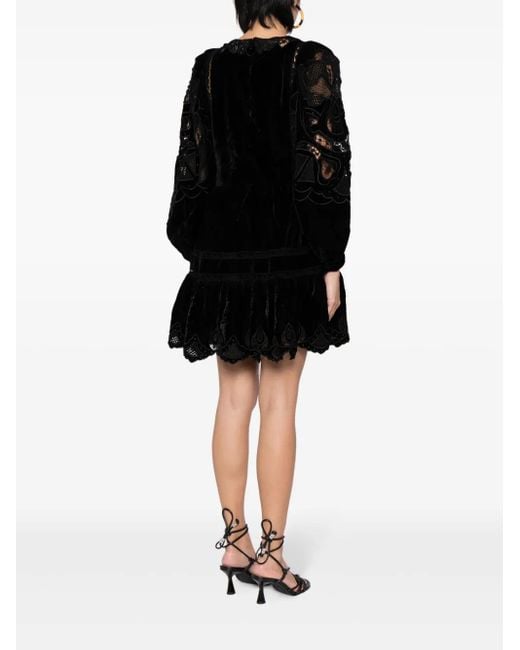 Vestido corto Eliana con detalle de encaje Sea de color Black