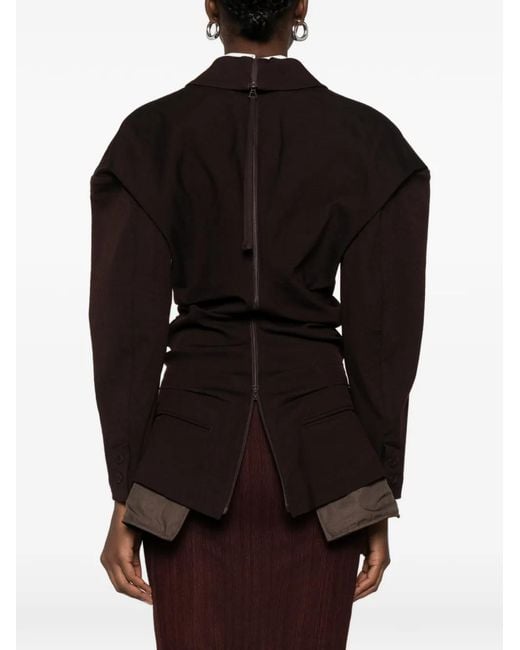 Issey Miyake Black Blazer Like Torso En Laine