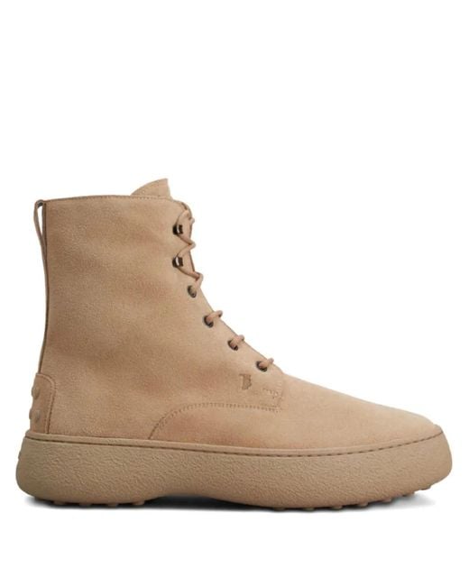 Tod's Brown Embossed Lace-Up Boots for men