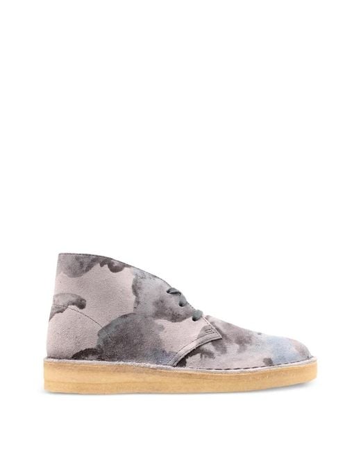 Clarks Gray Desert Coal Camo-Print Boots for men