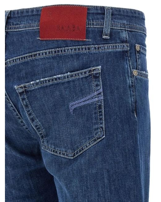 Barba Napoli Blue Logo-Patch Jeans for men