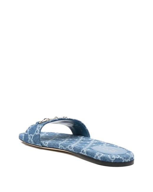 Gucci Blue Gg Flat Sandals