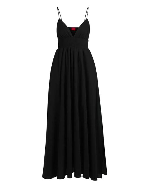 Vestido largo con cuello en V HUGO de color Black