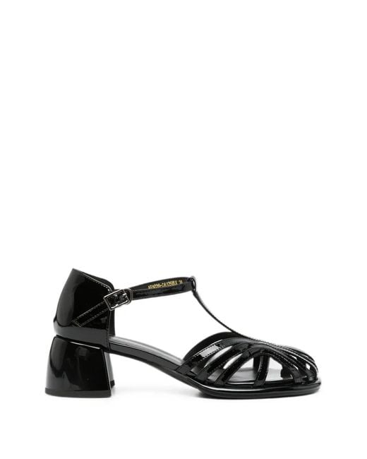 ADRIANNA FERETTI White T-Bar Caged Sandals